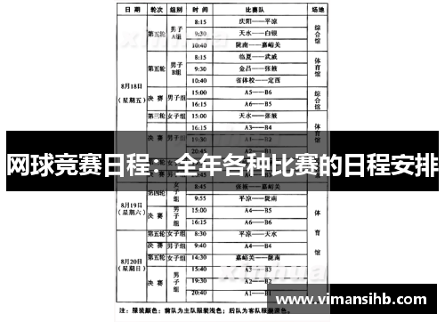 网球竞赛日程：全年各种比赛的日程安排